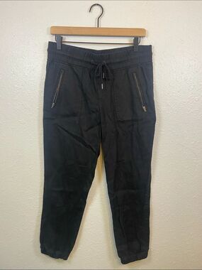 Athleta Black Cabo Linen Jogger 100% Linen Beach Nautical Pants Size 6P